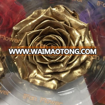 Customized wholesale gold color everlasting roses flower DIY Available last forever real flower